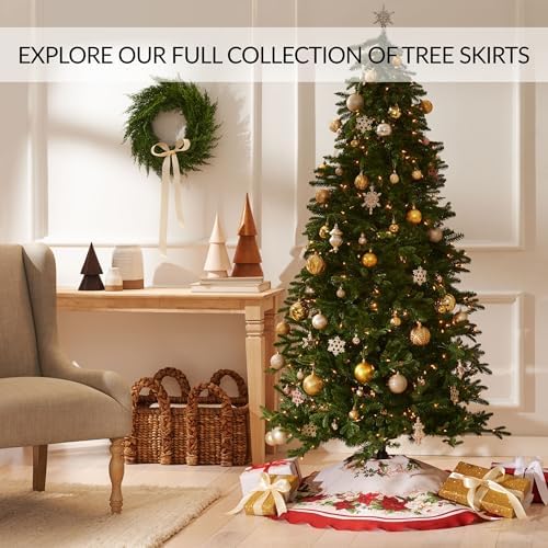 Threadmade Stowe Tartan Plaid Tree Skirt, Green - 48" W x 48" L - Image 6