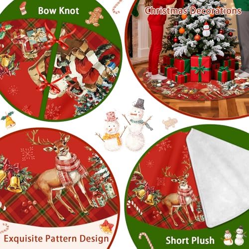 Christmas Tree Skirt 36 Inch, Christmas Skirt Tree Decoration with Snowman Reindeer Santa Snowflake, Xmas Trees Mat for Under Trees Holiday Party Indoor Decorations, Winter Gift for Women Mom - Image 4