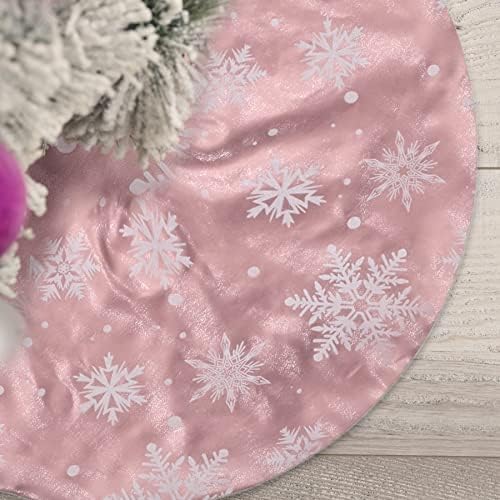 Flash World 36 Inch Large Christmas Tree Skirt Xmas Soft Cover Mat Decor Snowflake Collar Farmhouse Tree Skirt for Holiday Ornaments Party Home Indoor Decorations (FIocking Pink, 36INCH) by FLASH+WORLD