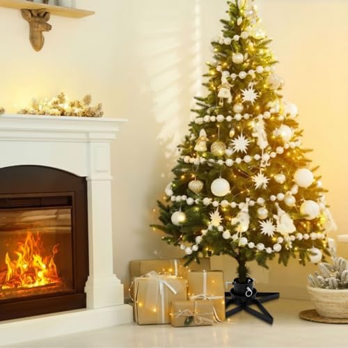 VioraWhite Christmas Tree Stand with Water Reservoir 8.5ft Star Christmas Tree Holder Real Xmas Artificial Trunks Stand Fits up to 1.37"-3.34'' Diameter Pine Holder Base for Rustic Decoration(Black) - Image 5