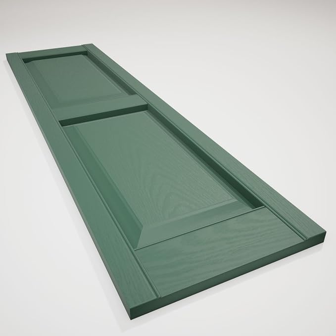 Ekena Millwork Lifetime Vinyl LP2S14X08000FG Standard Two Equal Panel Vinyls, Raised Panel Vinyl Shutters, w/Installation Shutter-Lok's & Matching Screws (Per Pair), 14.75"W x 80"H, Forest Green