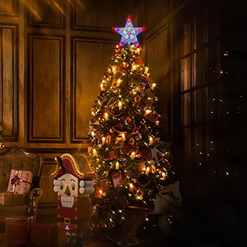 LAMPHOME Christmas Tree Topper, Christmas Star Tree top Decor Light for Christmas Holiday Home Fit for General Size Xmas Tree, 8.7inch (Multicolor) - Image 6