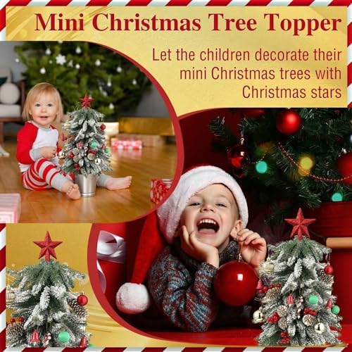 Hanaive 3 Pcs Mini Christmas Tree Topper Small Star Christmas Treetop Ornaments for Mini Tree Holiday Decorative Star for Xmas Home Decor(2.36 Inch,Glitter Red) - Image 5