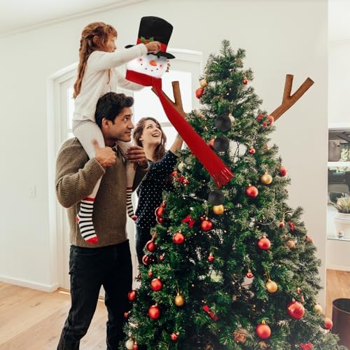 Syhood Snowman Christmas Tree Topper Large Holiday Funny Plush Stuffed Hanging Ornaments with Arms, Legs, Belt, Scarf for Christmas Tree Decorations Wine Bottle Curtain Xmas Home Decor - Image 5
