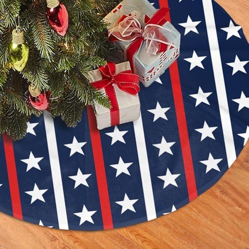 Patriotic Traditional Christmas Tree Skirt 36" for Xmas Halloween New Year Holiday Party Home Tree Mat Decor Ornaments Decoration - Image 3