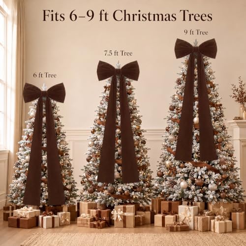 Knitgrip 2 Pack 20x71 in Christmas Large Velvet Bows, Brown - Image 3