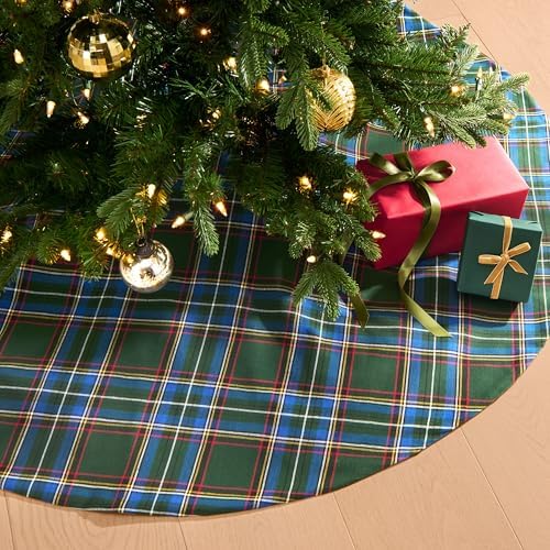 Threadmade Stowe Tartan Plaid Tree Skirt, Green - 48" W x 48" L - Image 7