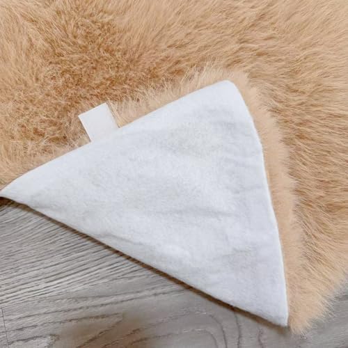 36 Inch Christmas Tree Skirt - Fluffy Faux Fur Camel Tree Skirt, Toka Colored Plush Xmas Holiday Decor for Parties, Small Round Tree Skirt - Image 4