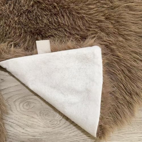 30 Inch Christmas Tree Skirt - Fluffy Faux Fur Light Brown Tree Skirt, Toka Colored Plush Xmas Holiday Decor for Parties, Small Round Tree Skirt - Image 3
