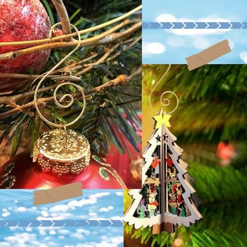 1 Box 100Pcs Christmas Ornament Hooks Gold Chandelier Crystal Wire Hooks Chandelier Replacement Part Metal Hook Pin S Shape Hanger for Christmas Tree Ball Holiday Party Decoration Hanging - Image 5