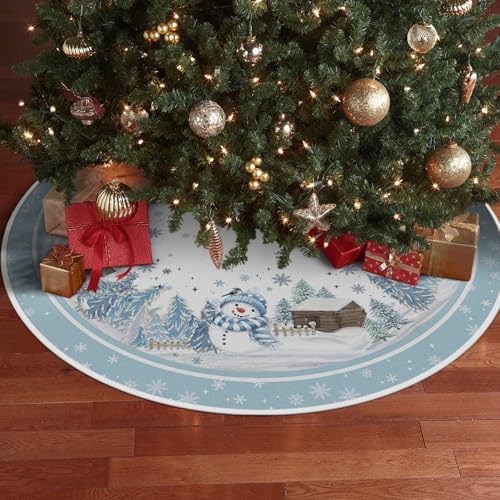 AVOIN colorlife Snowflake Snowman Cardinal Christmas Tree Skirt 36 Inch - Image 5