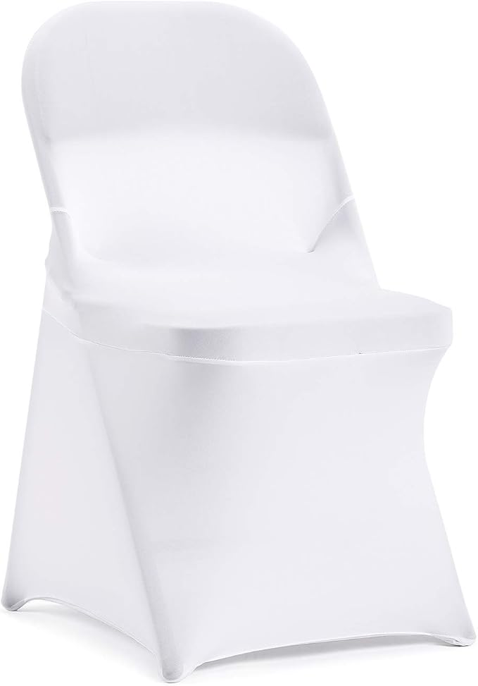 Peomeise Stretch Spandex Folding Chair Cover for Wedding Party Dining Banquet Event (White,25pcs)