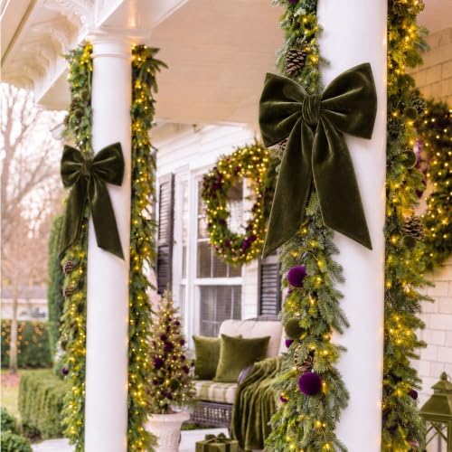 HunnmingRe 20 x 30 Inches Green Large Velvet Bow Decor Giant Bow Party Decorations for Wall Backdrop Wedding Bridal Shower Birthday Party Room Home Wreath & Door Hanging Decorations - Image 5