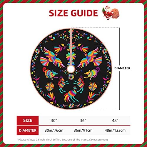 DKJlitter Christmas Tree Skirt 30 Inch, Folk Mexican Otomi Style Pattern - Image 5
