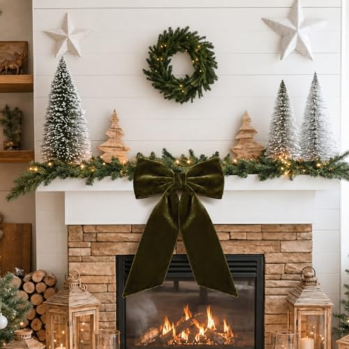 HunnmingRe 20 x 30 Inches Green Large Velvet Bow Decor Giant Bow Party Decorations for Wall Backdrop Wedding Bridal Shower Birthday Party Room Home Wreath & Door Hanging Decorations - Image 4