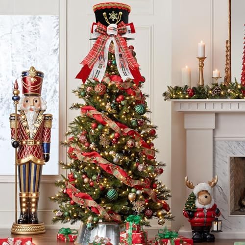 Nutcraker Christmas Tree Topper Hat, Christmas Buffalo Plaid Tree Topper - Image 2