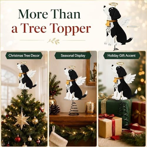 Soulchen Christmas Tree Topper Metal Black Angel Dog - Image 6