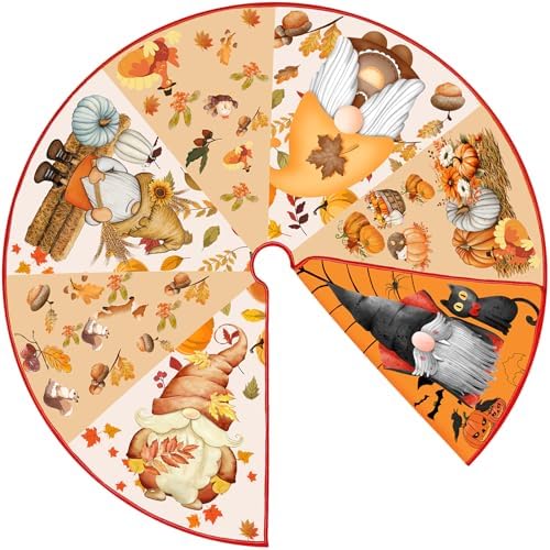 Fall Halloween Tree Skirt 36 Inch Reversible Thanksgiving Day Double Sided Print Mat Christmas Party Supplies for Home Tabletop Trees Holiday Decoration by Sozize