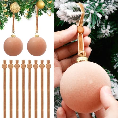 Daifunli 100 Pcs Christmas Velvet Ornament Strings Adjustable Ornament Hooks Non Slip Hangers Hooks Tree for Christmas Tree Decorations(Gold) by Huiinen