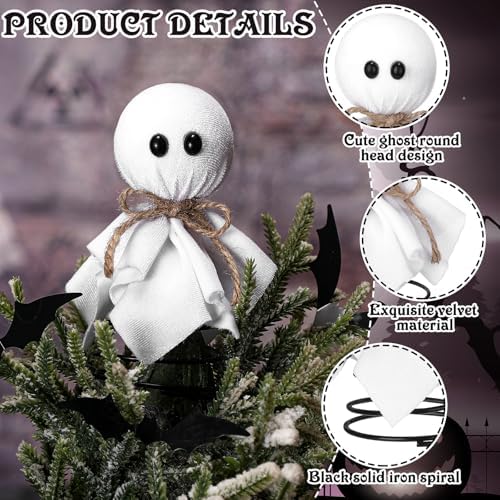 Suncalla Halloween Ghost Tree Topper Velvet Ghost 5.5 Inch Spooky - Image 4