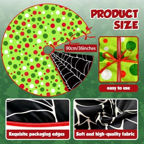 36 Inch Reversible Halloween Christmas Tree Skirt, Double Sided - Image 5
