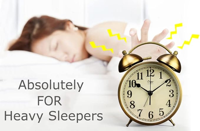 Maxspace Metal Golden Table Clock, Retro Vintage Non-Ticking Small Alarm Clock,Battery Operated Silent Quartz Movement HD Glass Desk Clock for Bedroom Living Room Indoor Decoration Kids?€? (Arabic3)