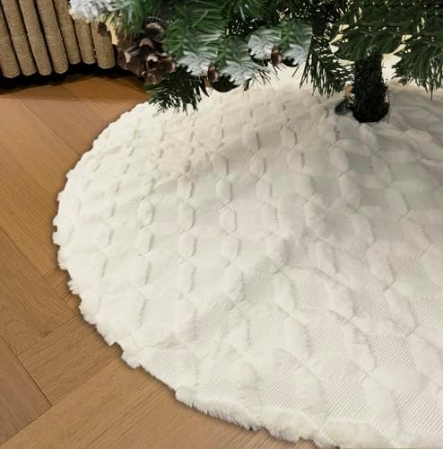36 Inch Christmas Tree Skirt Faux Fur with Cable Knit Knitted Thick Decoration for Merry Christmas Decoration by AISENO