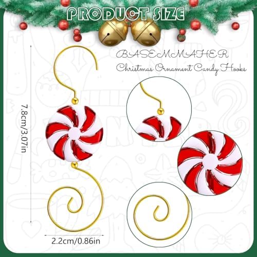20 Pcs Christmas Candy Ornament Hooks for Hanging Christmas Decorations Acrylic Candy Bead Wire Ornament Hook S-Shaped Swirl Hanger Metal Hooks for Xmas Tree Decoration (Red) - Image 2