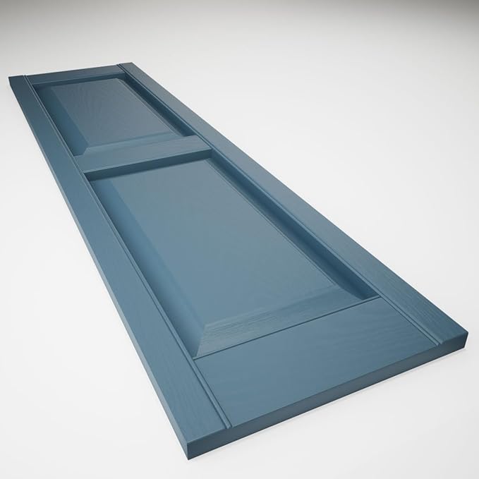 Ekena Millwork Lifetime Vinyl LP2S12X05100CB Standard Two Equal Panel Vinyls, Raised Panel Vinyl Shutters, w/Installation Shutter-Lok's & Matching Screws (Per Pair), 12"W x 51"H, Classic Blue