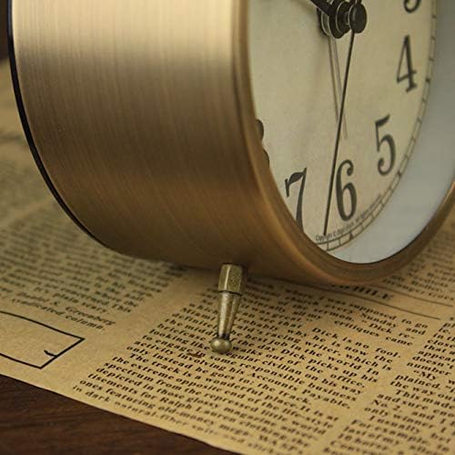 Maxspace Metal Golden Table Clock, Retro Vintage Non-Ticking Small Alarm Clock,Battery Operated Silent Quartz Movement HD Glass Desk Clock for Bedroom Living Room Indoor Decoration Kids?€? (Arabic3)