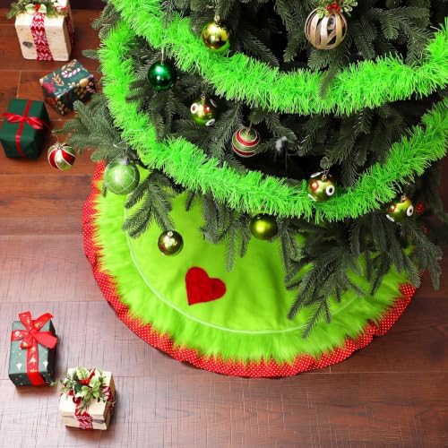 Soulchen 36 Inch Lime Green Christmas Tree Skirt Felt Tree Collar - Image 6