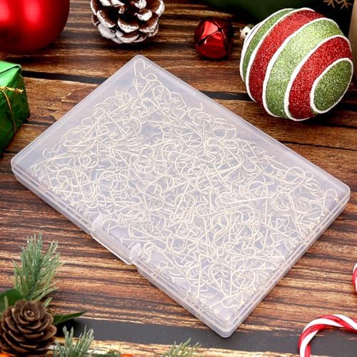 250 PCS Christmas Ornament Hooks, Ornament Hangers Hooks, Metal Wire Ornaments Hook with Storage Box for Christmas Tree Party Balls Decoration (Gold) - Image 7
