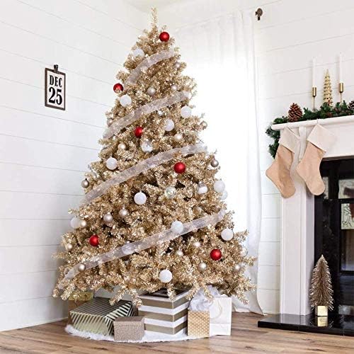 YEAHOME Christmas Tree Skirt, 60” Large White Tree Skirts with Soft Faux Fur Plush for Christmas Tree Decorations, White Christmas Tree Skirts Xmas Decorations for Indoor Holiday Party Decor - Image 2