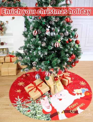 Multiwins 48 Inch Red Santa Claus with Snowflake Christmas Tree Skirt for Holiday Party Christmas Decorations - Image 2