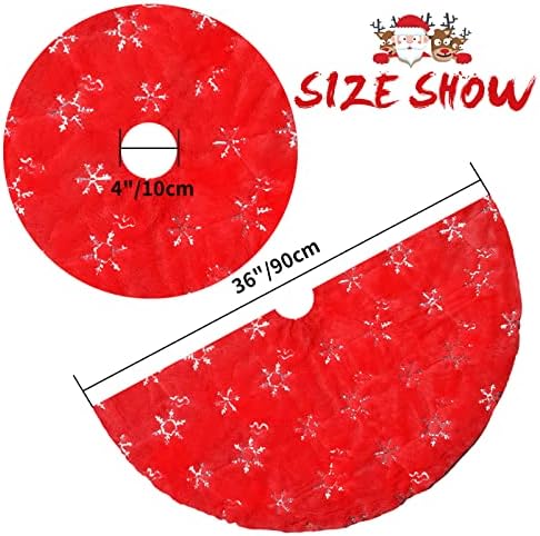 Christmas Tree Skirt, 36 Inches Large Red Faux Fur Tree Skirt - Image 3