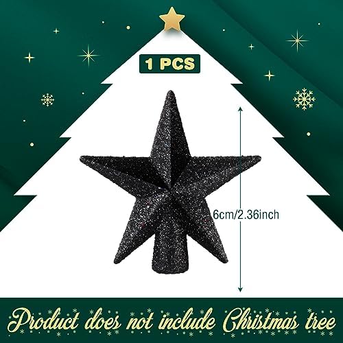 Hanaive Christmas Tree Topper Mini Star Small, Black, 2.36 Inch, Glitter - Image 2