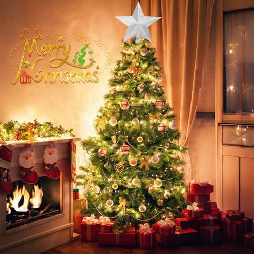 Glitter Christmas Star Tree Topper for Holiday Decorations, Christmas Tree Decoration for Holiday Ornament and Home Decor, Shatterproof Tree Toppers for Party Indoor ??? Outdoor-Silver 10 inch - Image 7