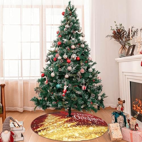 Christmas Tree Skirt Glitter Red Gold Christmas Tree 48 Inch for Xmas New Year Nightmare Before Christmas Decorations Lobby Home - Image 6