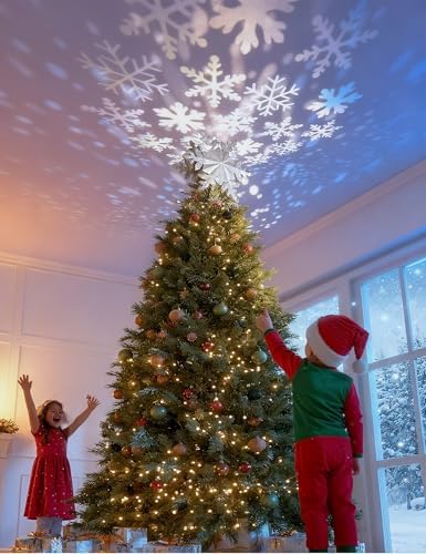 DG-Direct Christmas Tree Topper with Rotating Snowflake Projector, Silver - Image 3
