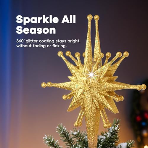 DG-Direct Christmas Tree Topper with Wide Coverage Light, Starlight Gold - Image 5