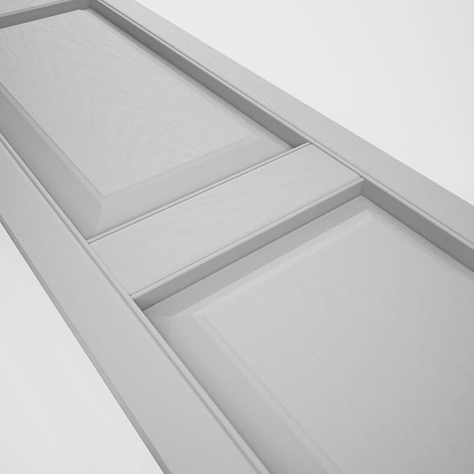 Ekena Millwork Lifetime Vinyl LP2S12X04300PG Standard Two Equal Panel Vinyls, Raised Panel Vinyl Shutters, w/Installation Shutter-Lok's & Matching Screws (Per Pair), 12"W x 43"H, Paintable