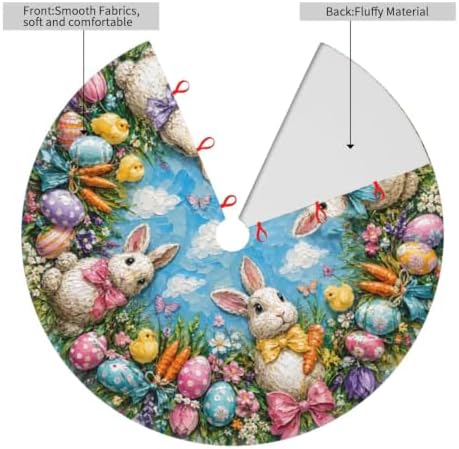 Easter Bunny Christmas Tree Skirt Tree Mat for Xmas Holiday Party Decorations Indoor Outdoor 36 Inch - Image 4