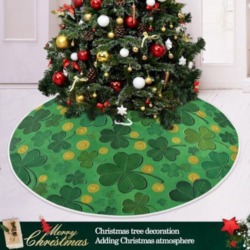 SUABO Green St Patricks Day 48 Inch Christmas Tree Skirt, Soft Xmas Tree Mat for Party Decoration Holiday Decor Christmas Decorations Indoor Outdoor - Image 6