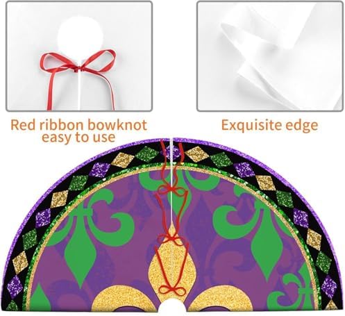 Mardi Gras Decorations Carnival Tree Skirt, Tree Mat Holiday Party Supplies Ornaments Indoor Outdoor Decorations 48 in - Image 4