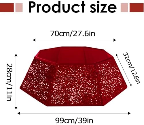 Christmas Tree Collar with Sparkling Sequin Tree Skirt for Holiday Home Decor Xmas Tree Ring (Red, X-Large) - Image 3