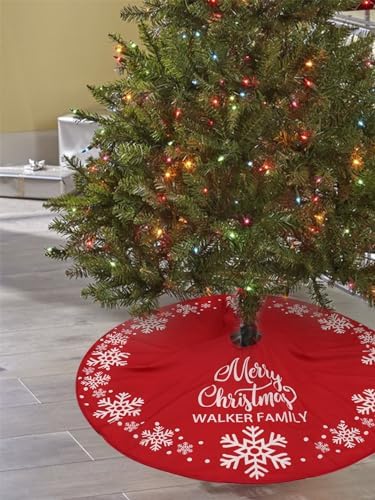 Flash World 36 Inch Large Christmas Tree Skirt Xmas Soft Cover Mat Decor Snowflake Collar Farmhouse Tree Skirt for Holiday Ornaments Party Home Indoor Decorations (E, 48INCH) - Image 2