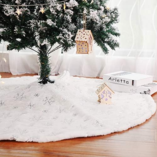 Christmas Tree Skirt 30/36/49 inches Xmas White Tree Skirts Snowflake Embroidery for Christmas Decorations Holiday Party 198 Silver 120 by Kaximd