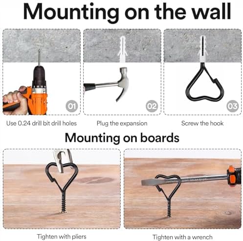10 Pack Heart Shaped Screw Hooks for Hanging Plants, Ceiling Hooks - Image 3