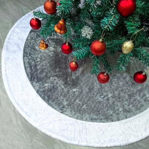 48 Inch Silver Tree Skirt Grey Christmas Tree Skirts Elegant Faux Fur Quilted Trees Skirt Soft Fluffy Plush Xmas Trees Skirts Rug Mat for Christmas Indoor D??cor New Year Decorations Outdoor by Unknown
