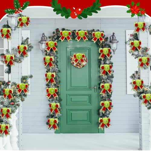 Knitgrip 24 Pcs Christmas Bows Lime Green Red Dots Fluffy Topper,Fresh - Image 6